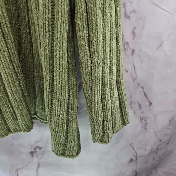 Vintage Y2K Sweater Women 3X Green Chenille Cable Knit Turtleneck Oversized - Picture 4 of 14